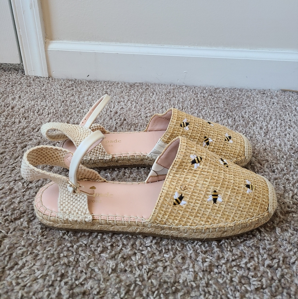 Kate Spade Bonnie Bee Straw Flats Size 8 - Picture 5 of 9